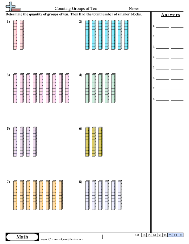 Counting Groups of Ten worksheet